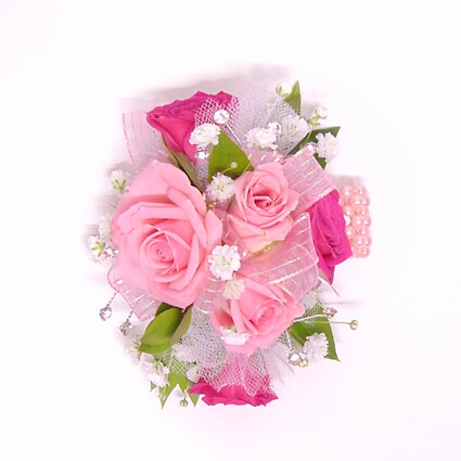 Pink &amp;amp; Hot Pink Wrist Corsage-Bling