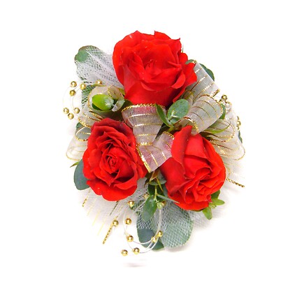Red Rose &amp;amp; Gold Wrist Corsage