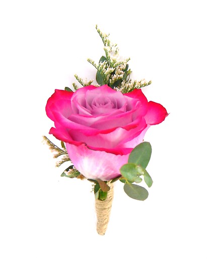 Purple-Hot Pink Bi-color Rose Boutonniere