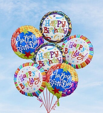 6 Birthday Mylar Balloons