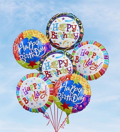 6 Birthday Mylar Balloons