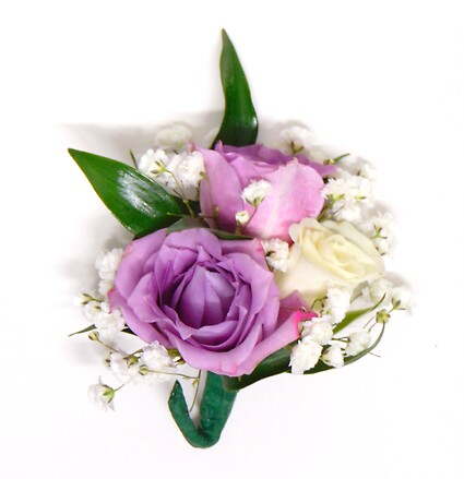 Triple Lavender &amp;amp; White Spray Rose Boutonniere